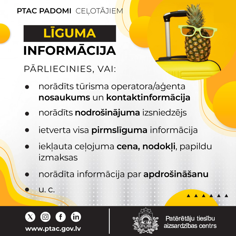 Baneris - padomi ceļotājiem - Līguma informācija
